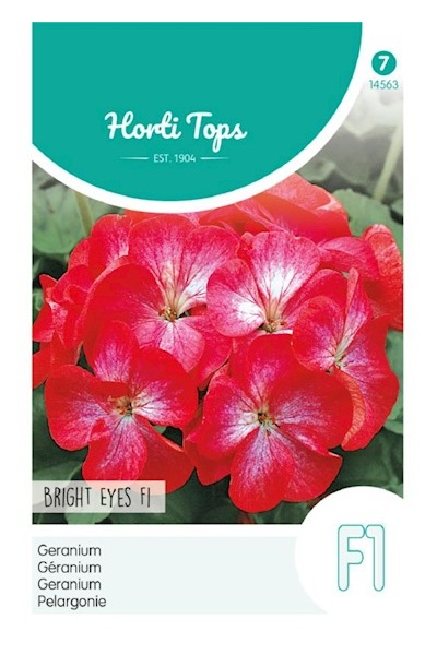 Pelargonium F1 Bright Eyes Red/White, Muškát  cca 10 semien